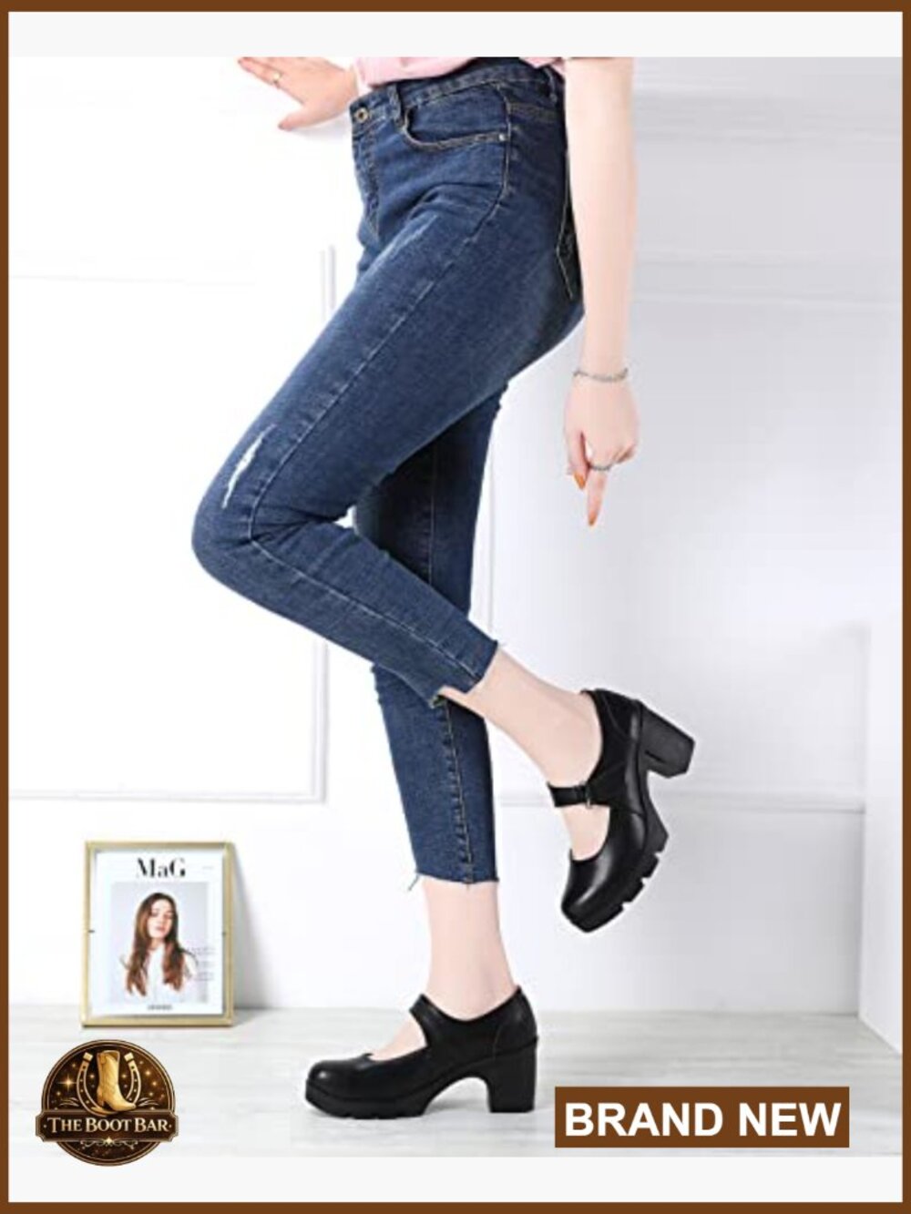 Women's Classic Mid Heel Mary Jane Oxfords Platform Dress Pumps - Picture 2 of 7